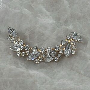 Elegant Gold and Silver Crystal Brooch Pin
